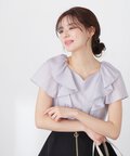 【美人百花6月号掲載 休井美郷さん着用商品】【鈴木愛理さん着用商品】バックリボンラッフルブラウス WEB限定：ライトブルー