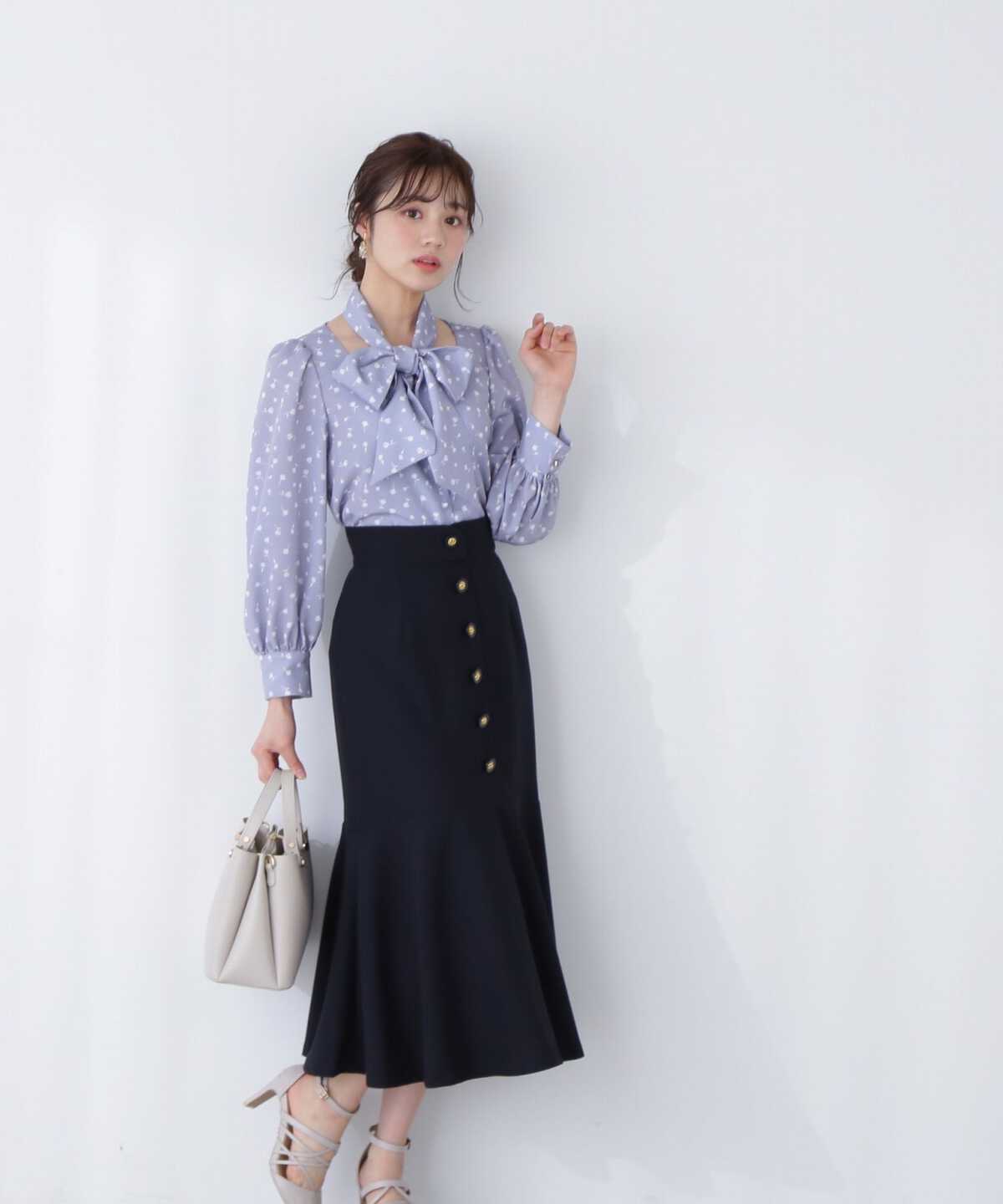 【美人百花4月号 掲載商品】フロント釦マーメイドスカート