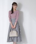 チェックミックスフラップフレアスカート WEB限定カラー：カーキギンガム