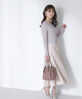 チェックミックスフラップフレアスカート WEB限定カラー：カーキギンガム