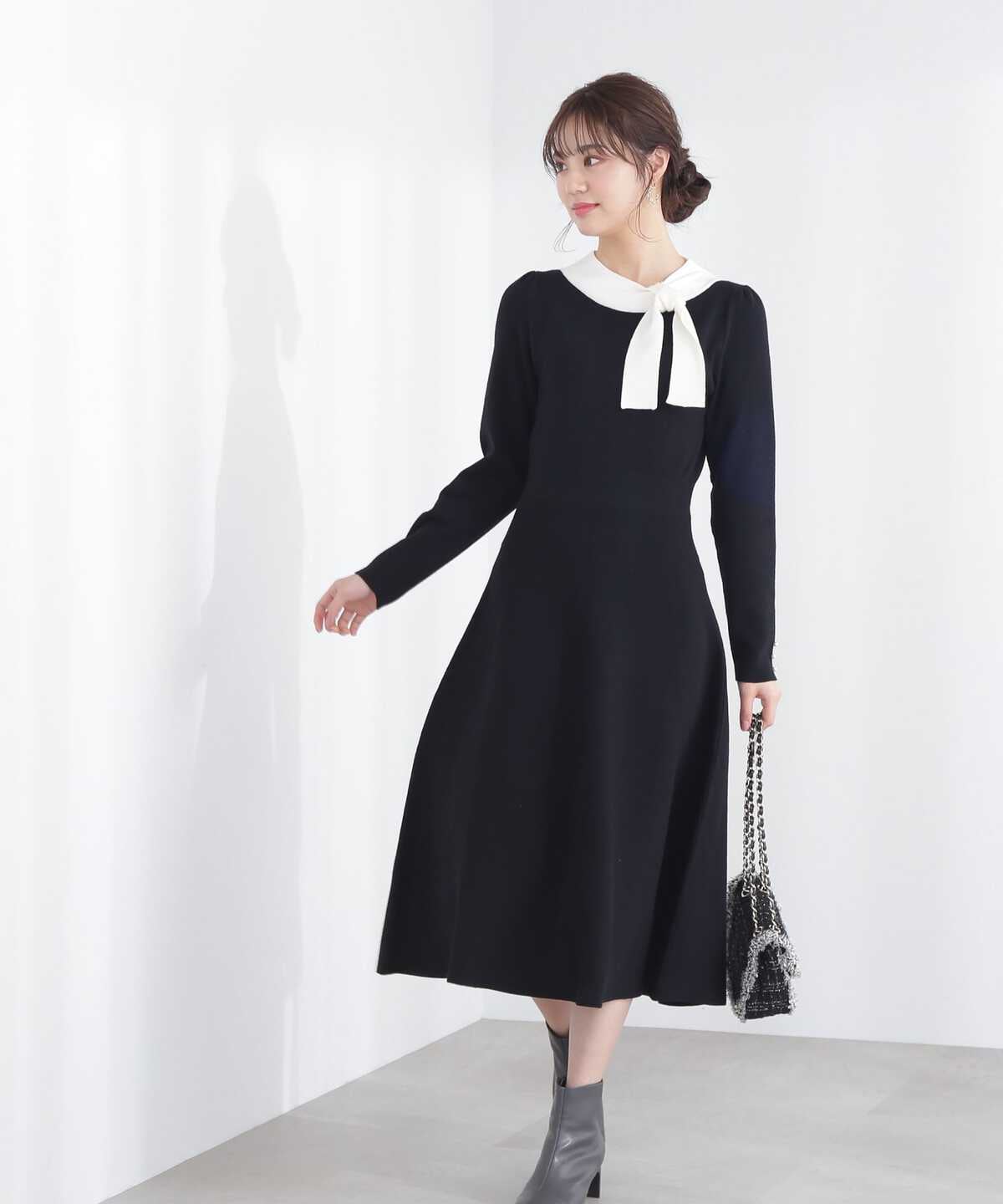 PROPORTION BODY DRESSING バイカラーニットワンピース - ロングワンピース