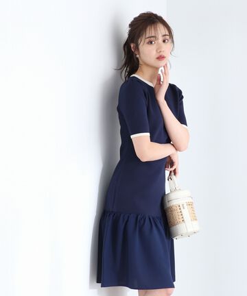 【先行予約4月下旬-5月上旬入荷予定】バイカラーミディ丈ニットワンピース