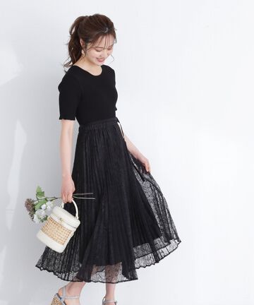【美人百花6月号掲載 休井美郷さん着用商品】レースドッキングワンピース