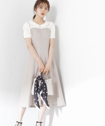 【美人百花コラボアイテム 休井美郷さん着用商品】レトロカラードッキングワンピース