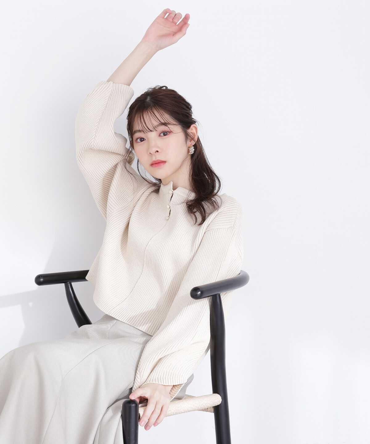 2Wayショート丈ニット WEB限定カラー：ライトカーキ