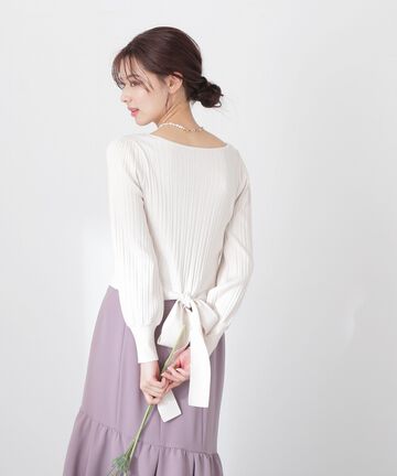 【美人百花4月号 掲載商品】バックリボンショートニット