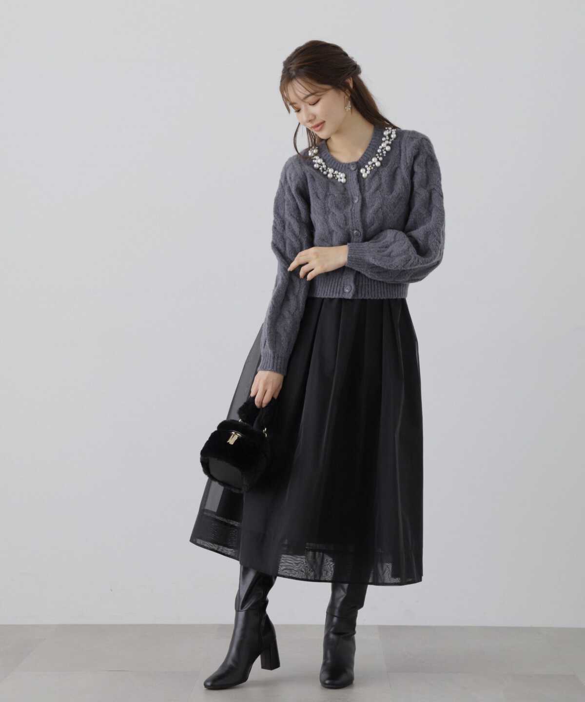 【オシャレ☆JILLSTUART】黒　ニット　カーディガン　サイズM