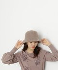 パールチェーン付きファーバケットハット
