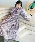 【美人百花12月号掲載 川津明日香さん着用商品】ギャザーベルトフラワーワンピース