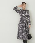 【美人百花12月号掲載 川津明日香さん着用商品】ギャザーベルトフラワーワンピース