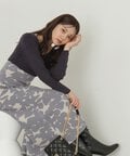 【美人百花12月号掲載 川津明日香さん着用商品】ジャガードフラワーニットワンピース　WEB限定カラー：チャコール×ブルー