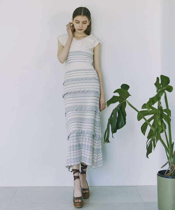 美人百花5月号掲載 泉里香さん着用商品 ミックスパターンクロシェニットワンピース Jill By Jillstuart サンエービーディーオンラインストア Sanei Online Store