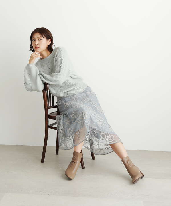 JILLbyJILLSTUART バイカラーエンブロイダリースカート