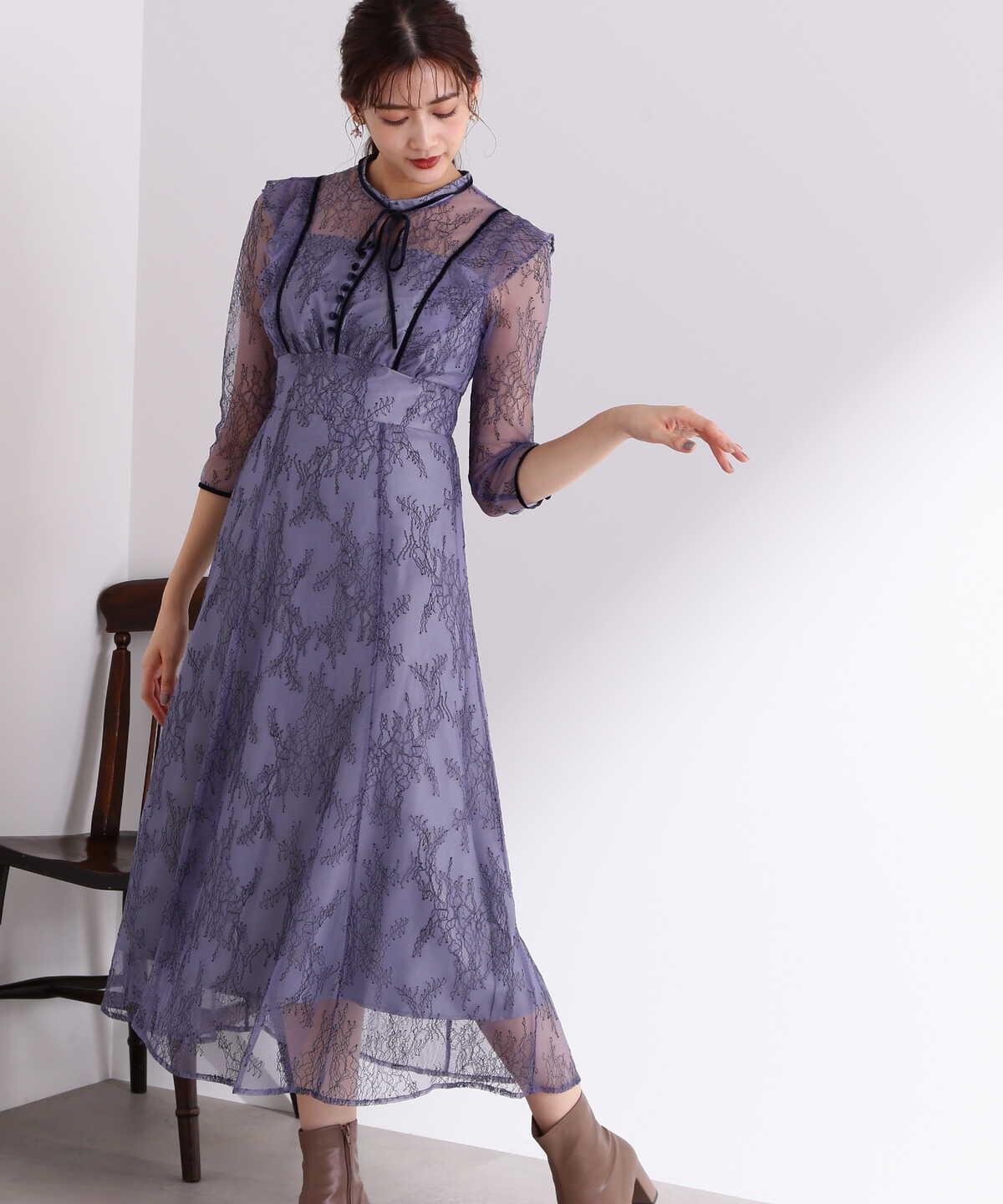 ポイントベロアレースワンピース Jill By Jillstuart サンエービーディーオンラインストア Sanei Online Store