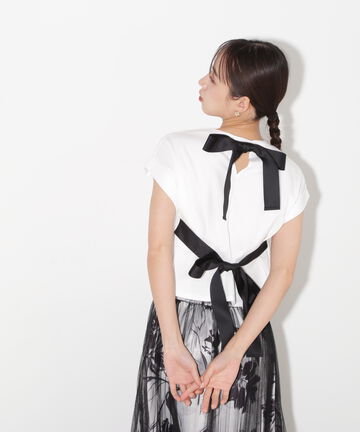 【先行予約5月中旬-5月下旬入荷予定】バックリボンフレンチTシャツ