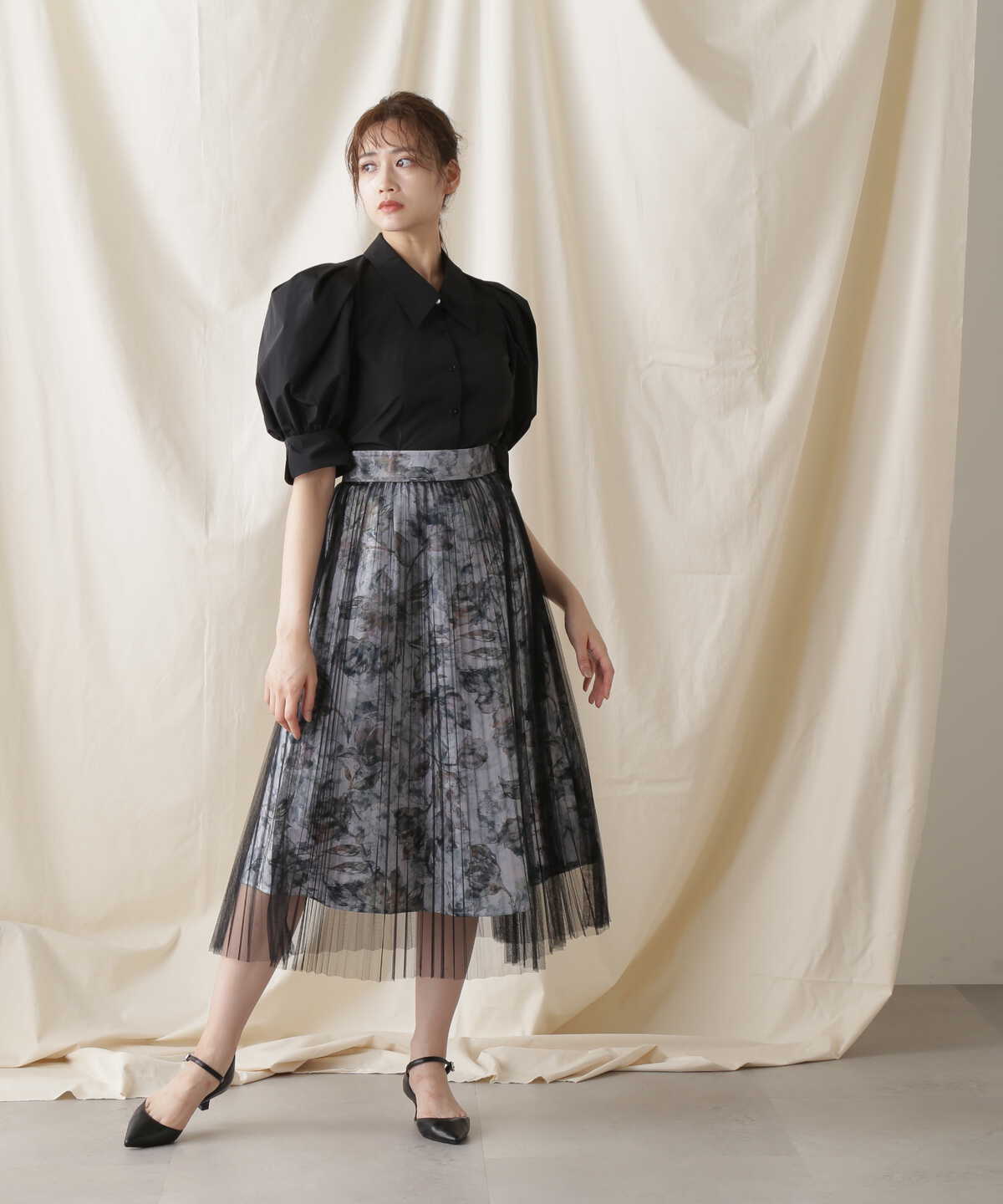 TSUMORI CHISATO シルクシフォン スカート - ひざ丈スカート