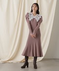レースカラーニットワンピース WEB限定カラー：ブルー