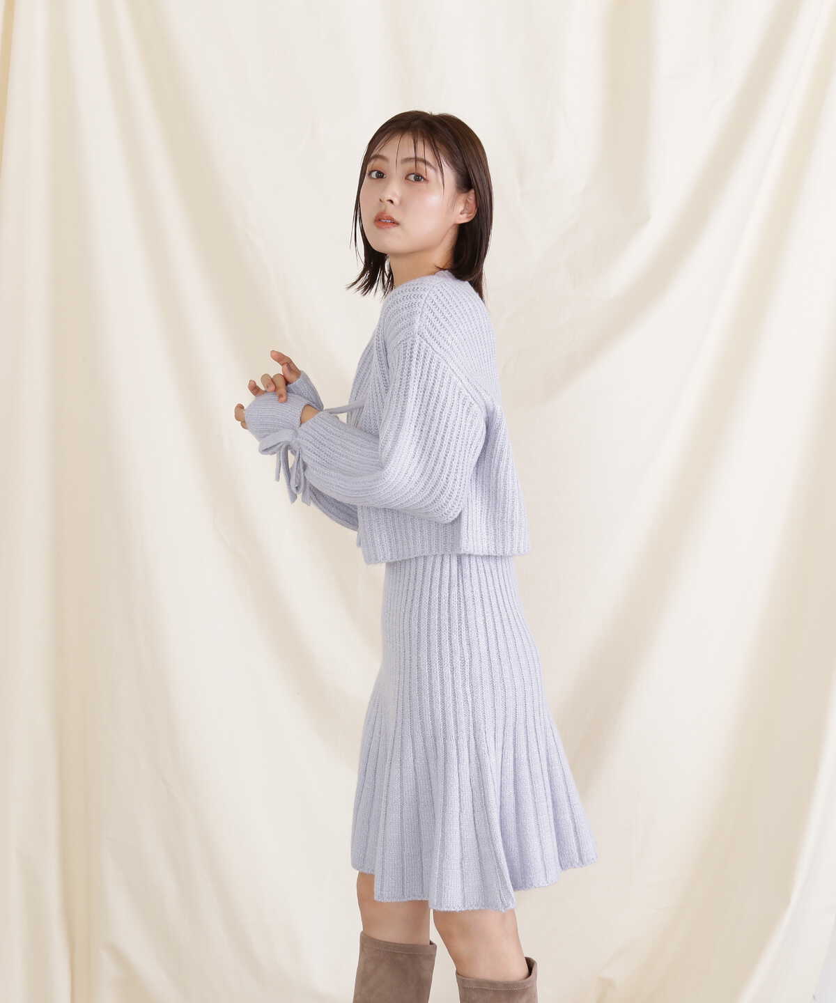 ラメミックスニット WEB限定カラー:ブルー