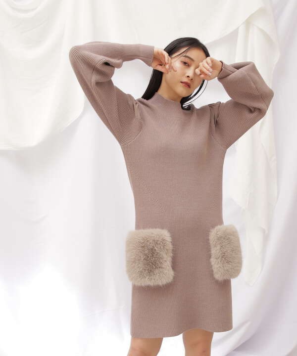 Wool Pocket Dress ベージュ ウールポケットワンピース