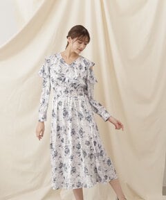 フラワープリントサテンラッフルワンピース | JILL by JILL STUART