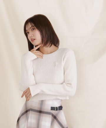 【先行予約10月下旬-11月上旬入荷予定】ブローチツキコンパクトモールニット
