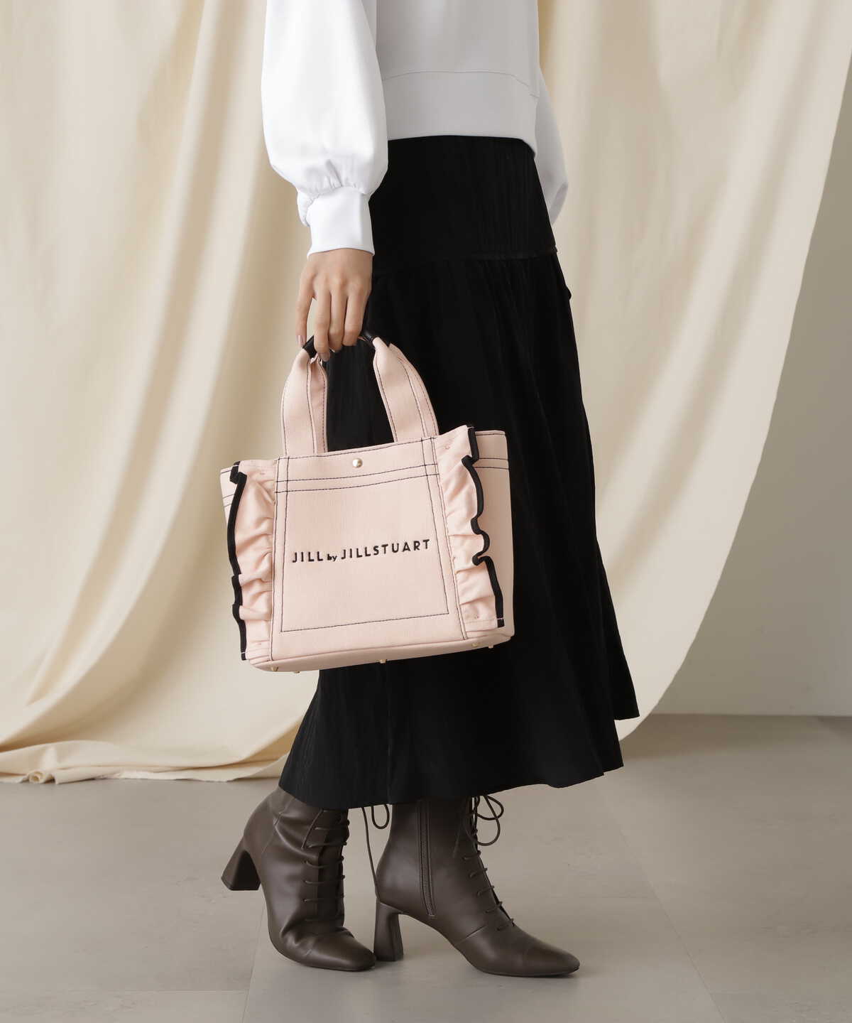 JILLbyJILLSTUART フリルトートバッグ WEB限定ピンク×ブラック-