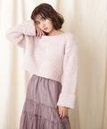  【先行予約12月上旬-12月中旬入荷予定】フィルムラメバックリボンニット