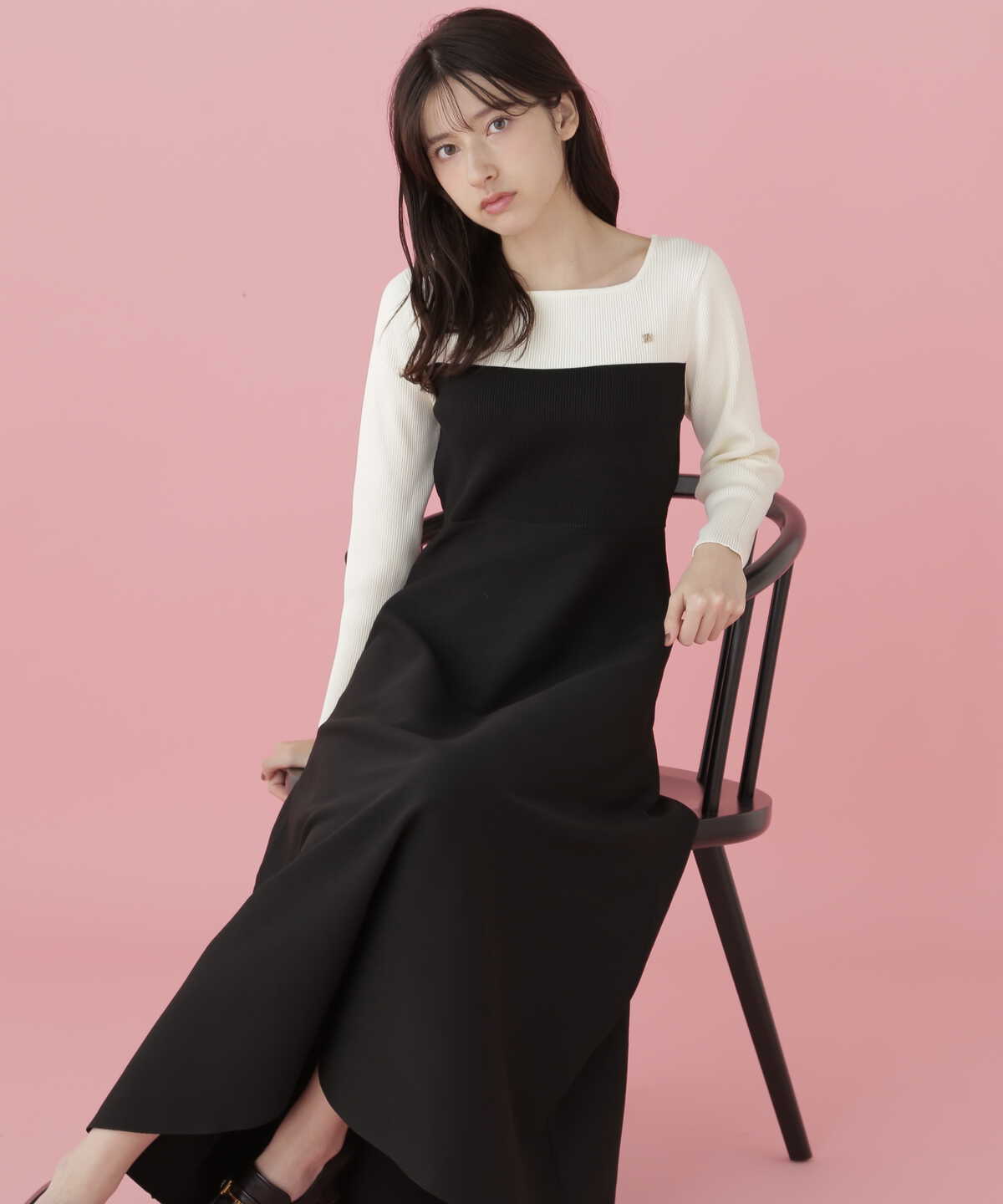 eS】長袖ソウバリフレアニットワンピース | JILL by JILL STUART  