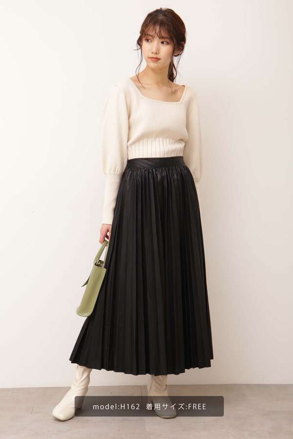 フェイクレザープリーツスカート Free S Mart サンエービーディーオンラインストア Sanei Online Store