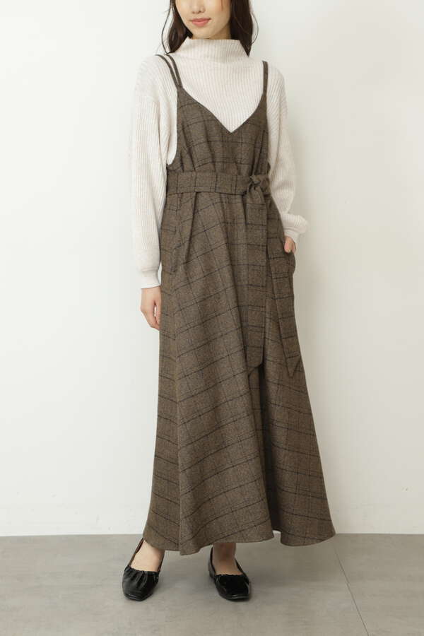 アシメストラップチェックロングジャンパースカート Free S Mart サンエービーディーオンラインストア Sanei Online Store