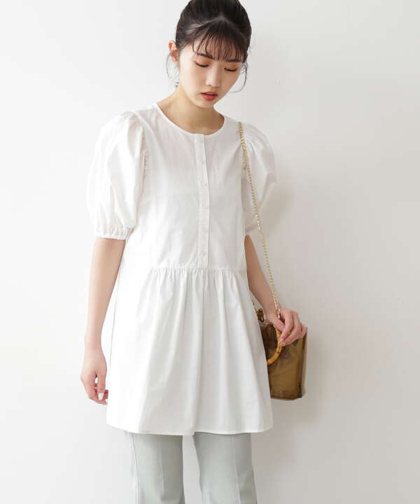 前後2wayボリュームスリーブ半袖チュニックブラウス Free S Mart サンエービーディーオンラインストア Sanei Online Store