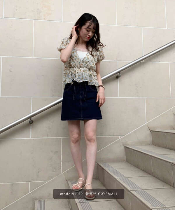 Sシリーズ対応商品 ハイウエストリボン付きデニムスカート Free S Mart サンエービーディーオンラインストア Sanei Online Store