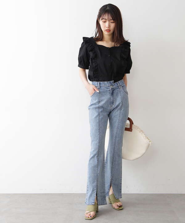 Sシリーズ対応商品 アシメベルトフロントスリットフレアデニム Free S Mart フリーズマート 公式 通販mix Tokyo ミックスドットトウキョウ