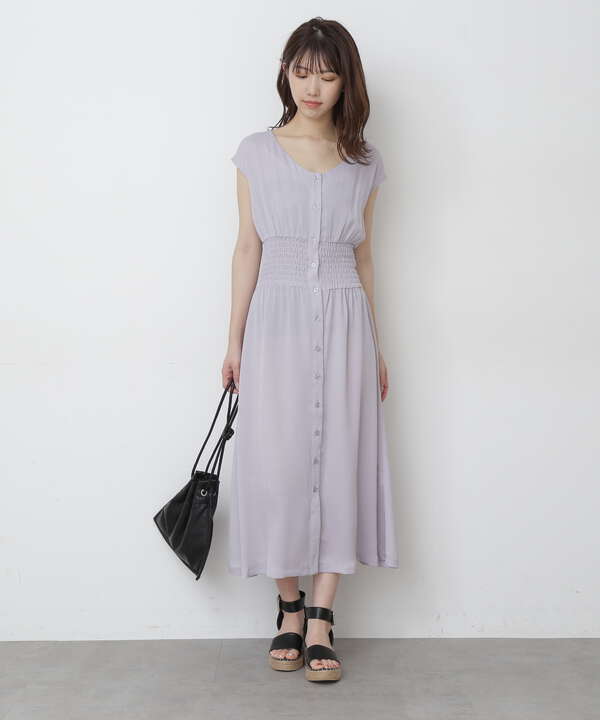 ウエストシャーリングvネックフレンチスリーブワンピース Free S Mart サンエービーディーオンラインストア Sanei Online Store