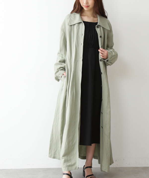 麻レーヨンステンカラーコートワンピース Free S Mart サンエービーディーオンラインストア Sanei Online Store