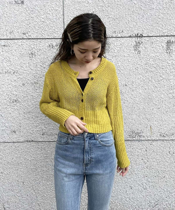 短丈テープヤーンニットカーディガン Free S Mart サンエービーディーオンラインストア Sanei Online Store