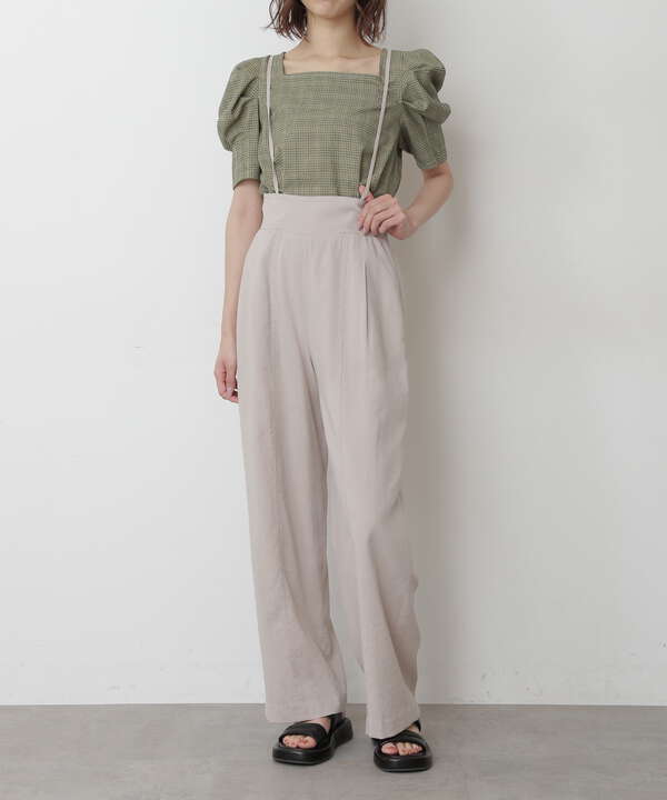 Sシリーズ対応商品 綿麻ハイウエストサス付きワイドパンツ Free S Mart サンエービーディーオンラインストア Sanei Online Store