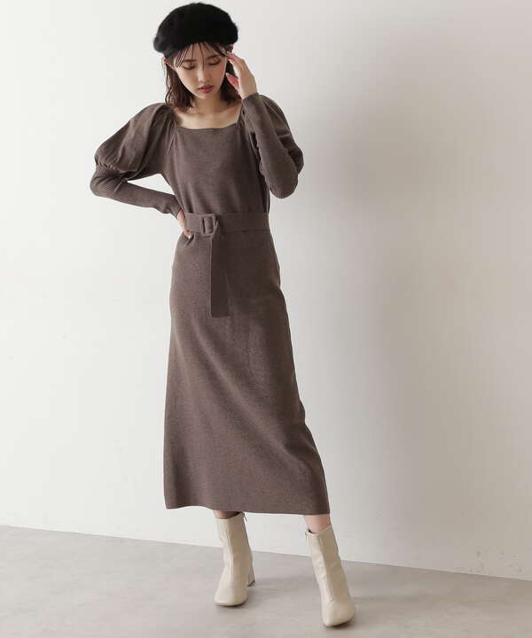 八木アリサさん着用商品 ボリュームスリーブロングニットワンピース Free S Mart サンエービーディーオンラインストア Sanei Online Store