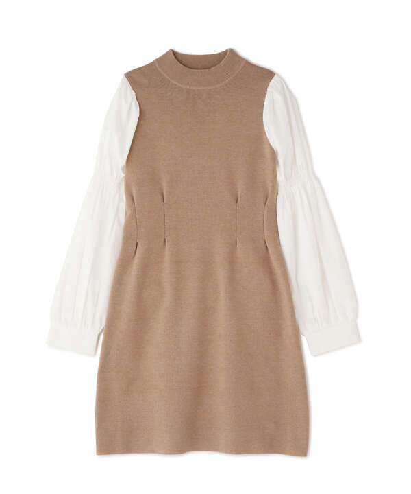 追加 布帛ドッキングパフスリーブミニ丈ワンピース Free S Mart サンエービーディーオンラインストア Sanei Online Store