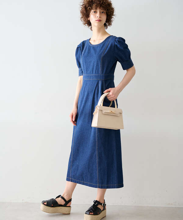 パフスリーブデニムロングワンピース Free S Mart サンエービーディーオンラインストア Sanei Online Store