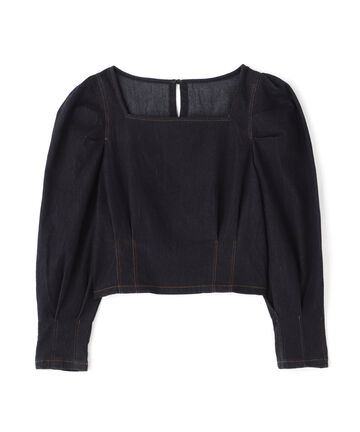 スクエアネックボリュームスリーブ長袖ブラウス