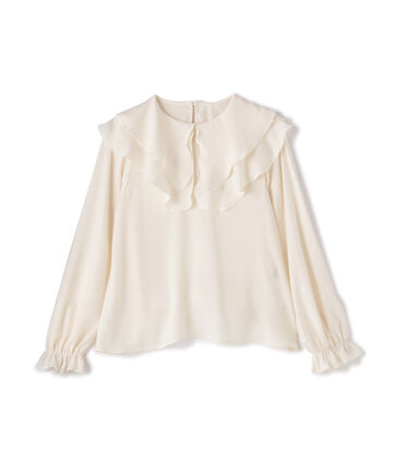 ヴィンテージサテンフリルカラーブラウス