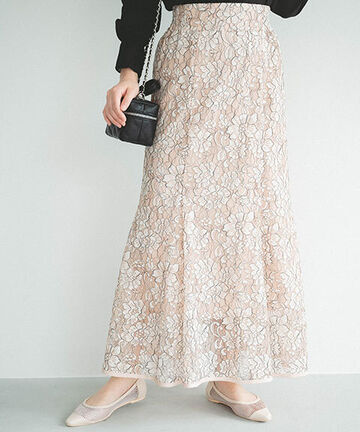 追加  [Sシリーズ対象商品]配色レースマーメイドスカート