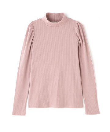 三角テレコハイネックパフスリーブカットソー