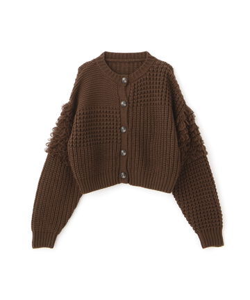 【先行予約10月下旬-11月上旬入荷予定】編地ミックスショート丈ニットカーディガン