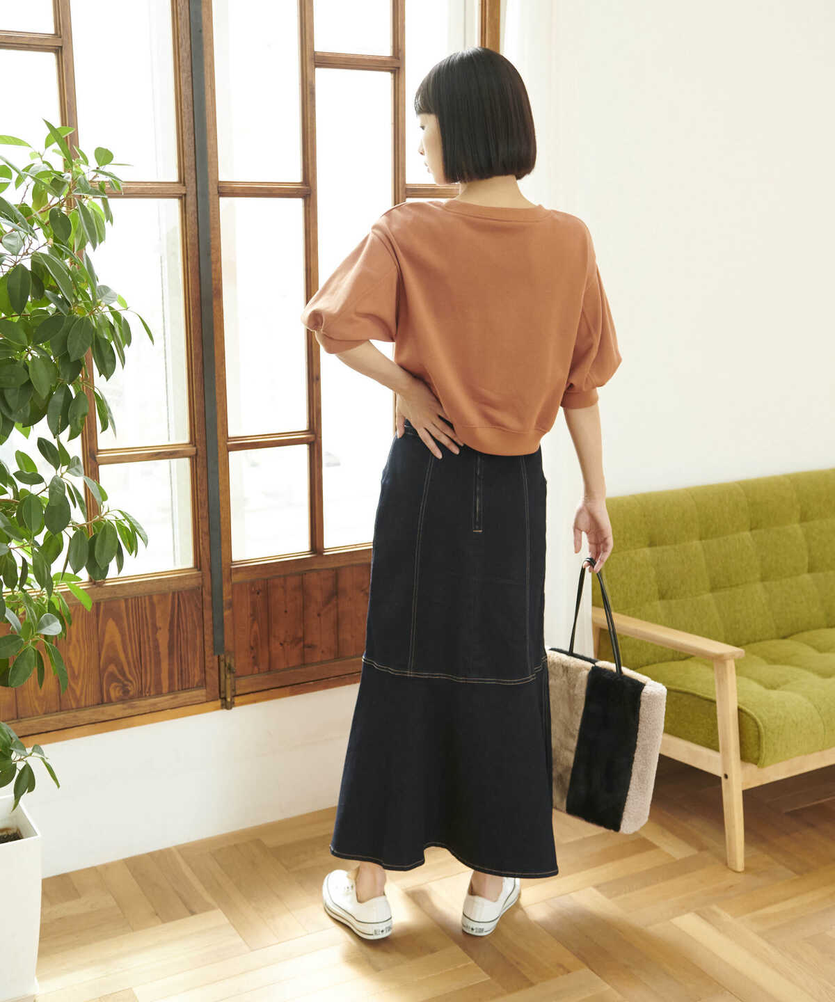 追加  パネル切替マーメイドデニムスカート