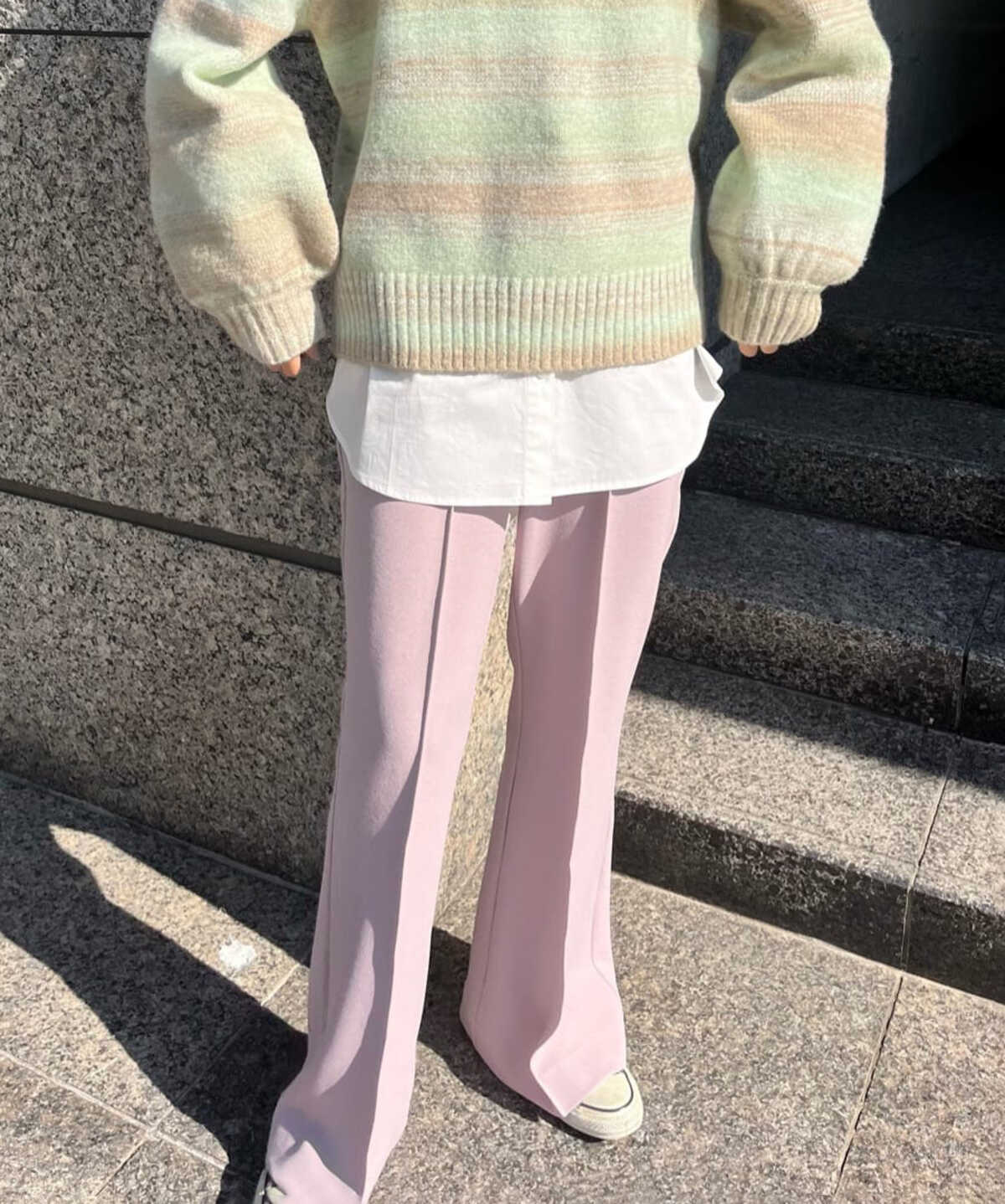 ＜岡崎紗絵さんコラボ＞ [Sシリーズ対応商品]カルゼカットソーフレアパンツ