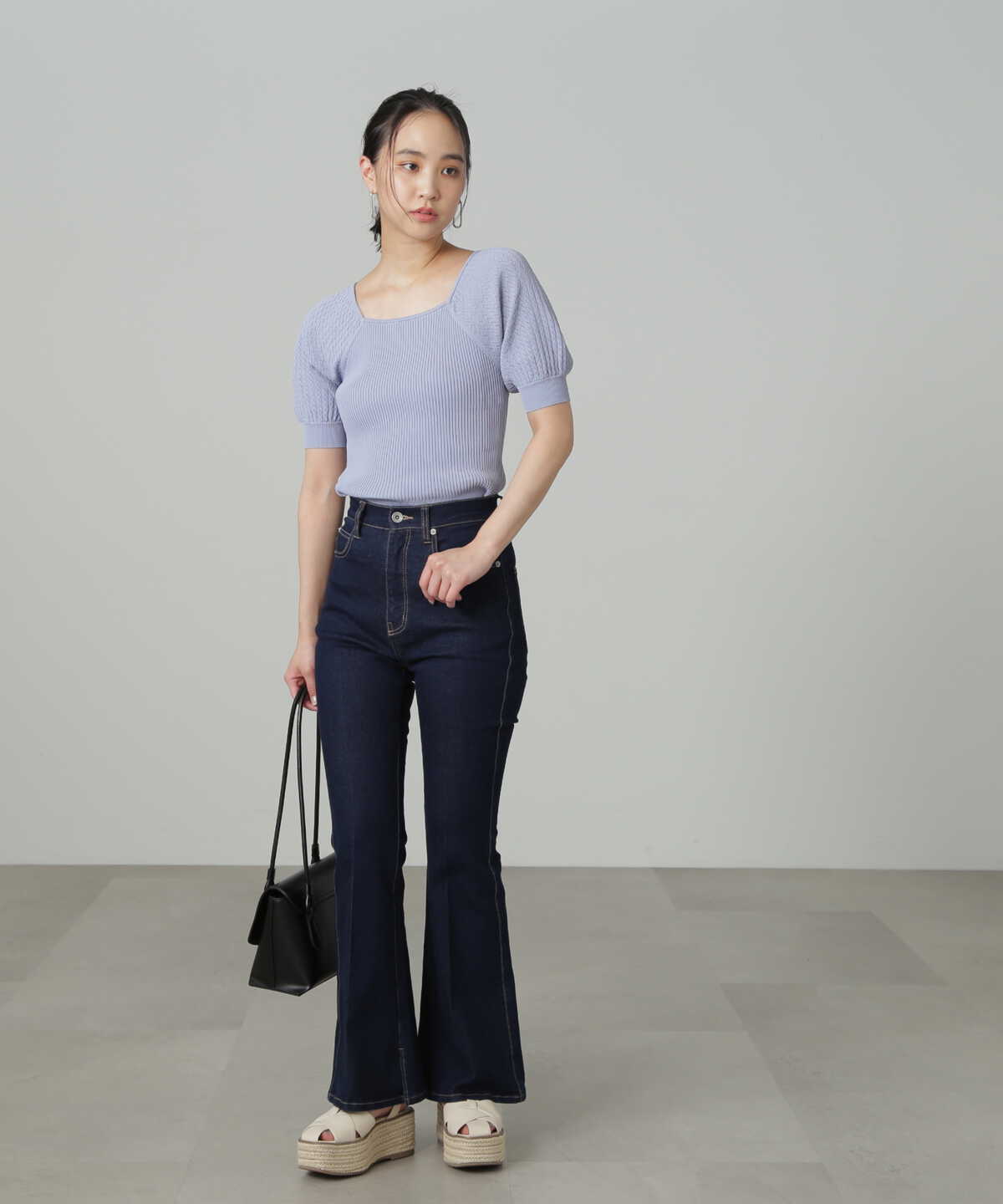 【追加生産予約3月下旬-4月上旬入荷予定】[Sシリーズ対応商品]内スリットベルボトムデニムパンツ