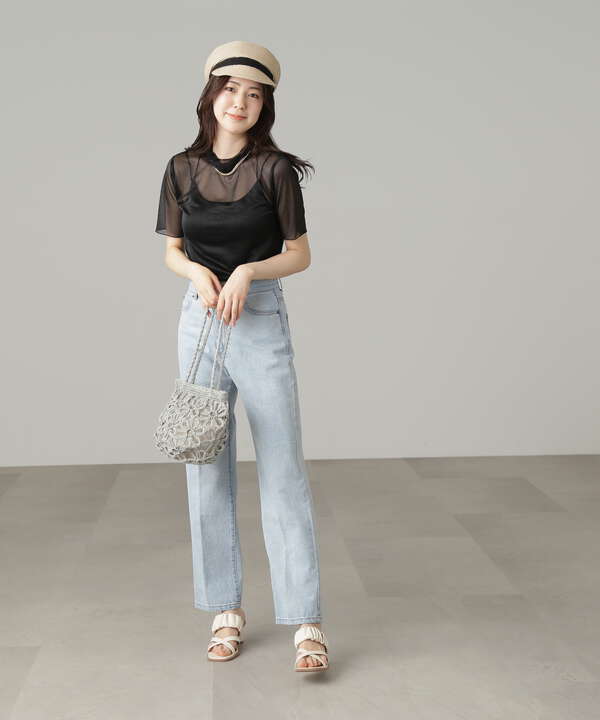 [Sシリーズ対応商品]センタープレスストレートデニムパンツ