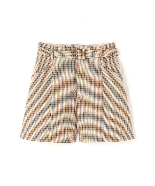 ショートパンツ チェック ベルト付き